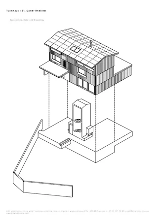 Axonométrie – construction en bois massif