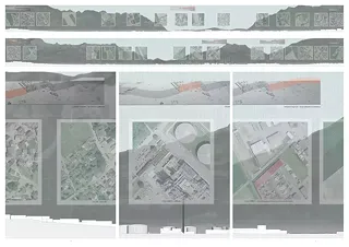Le parc du Chablais, deux coupes-parcours mettant en évidence les dimensions des mailles des tissus du territoire de la plaine et la distance entre celles-ci. 1/1000