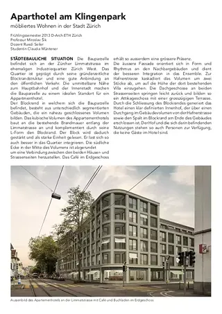 Projektbeschrieb Aparthotel Klingenpark