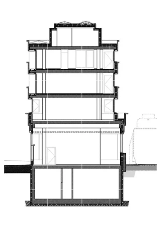 Coupe constructive de l’immeuble d’habitation et de commerce