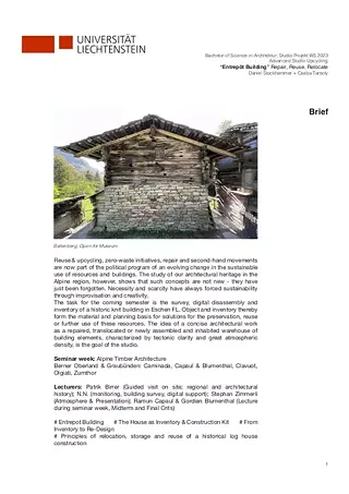 Advanced Studio Upcycling, Daniel Stockhammer & Csaba Tarsoly, Liechtenstein School of ArchitectureWS2324_Aufgabenstellung