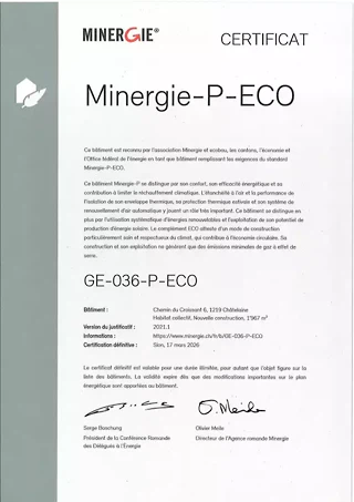 Minergie-P-ECO-Zertifikat