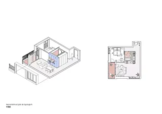 Axonometrie 2-Zimmerwohnung