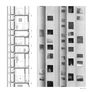 Coupe et vue façade 1:50
