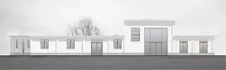 Lokremise, Papieri-Areal, Ansicht Südfassade