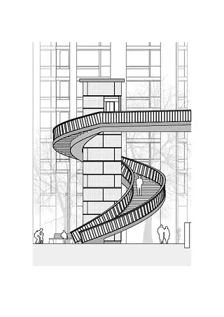 Ansicht Liftfassade