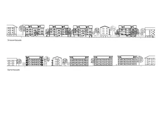 Façade rue et façade jardin