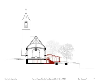 Foyer Künstlerhaus Boswil, Schnitt quer