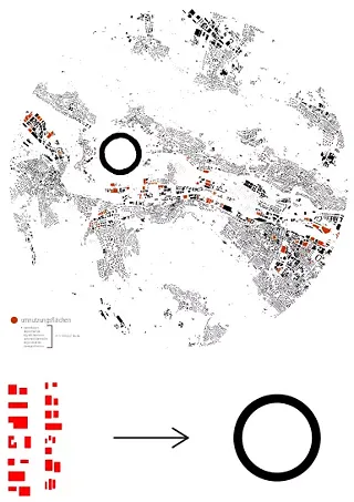 Diagr.: Umnutzungsflächen nach dem ARE für die Stadt Zürich. Die Fabrikflächen (etc.) finden Platz im neuen Limmattaler Kreis