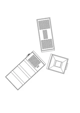 Plan du comble de trois bâtiments