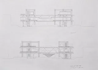 Coupe longitudinale et façade