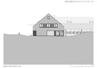 Façade ouest d'une maison jumelée