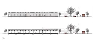 Façade et coupe longitudinale