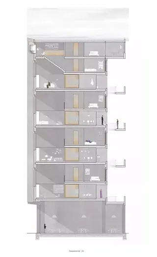 Coupe dans façade, 1:55