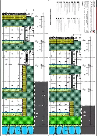 Schnitt Schiebefenster und -türen Westfassade