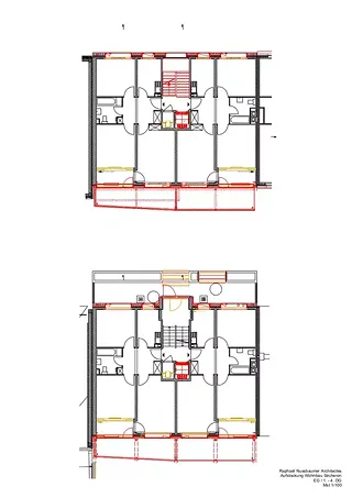 Aufstockung Wohnbau Sécheron Grundrisse EG, 1.-4.OG (Bestand)