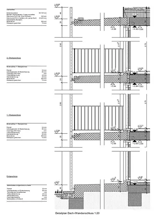 Detailplan Dach-/Wandanschluss