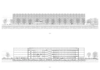 Seitenfassade und Längsschnitt
