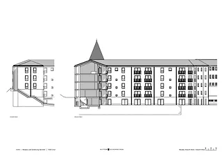 Nordfassade/Westfassade Neubau
