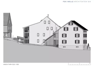 Südfassade Mehrfamilienhaus