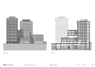 Nordfassade und Schnitt