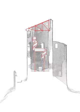 Coupe 1-100 | Données de scan: Donatsch + Partner AG, Préparation des données: Archäologischer Dienst Graubünden (ADG)