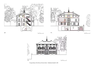 Vues et coupes de la villa Merian
