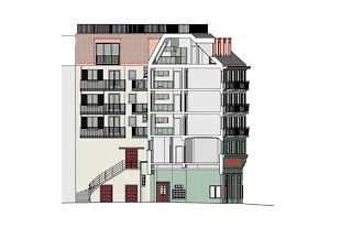 Schnitt mit Ostfassade