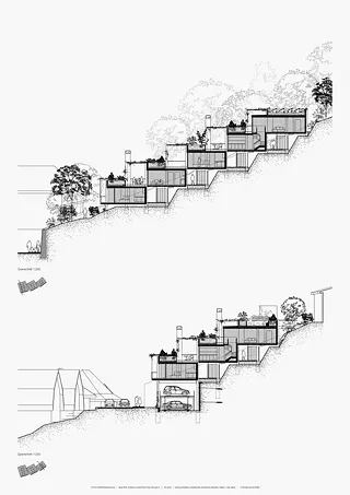 Coupe à travers le bâtiment