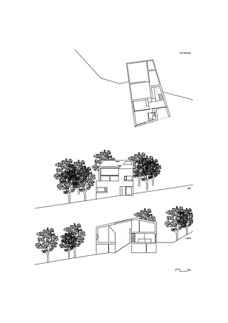 Untergeschoss, Südfassade, Längsschnitt