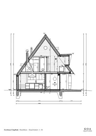 Coupe de détail 1:50 de la maison forrestière