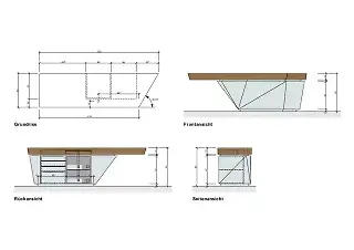 Grundriss und Ansichten