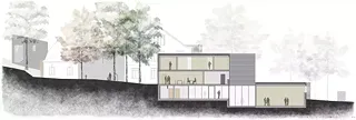 Längsschnitt Gemeindezentrum 1:100