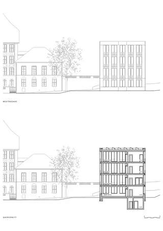 Façade ouest / coupe