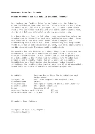 Projektbeschrieb Wohnhaus Schrofer, Trimmis