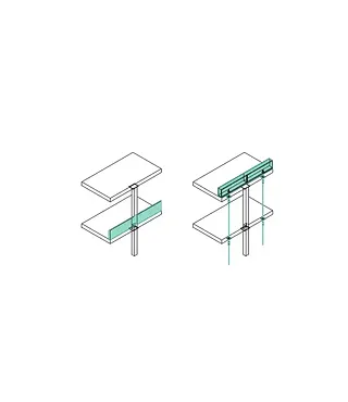 Parapet existant et remplacement du système de tirants