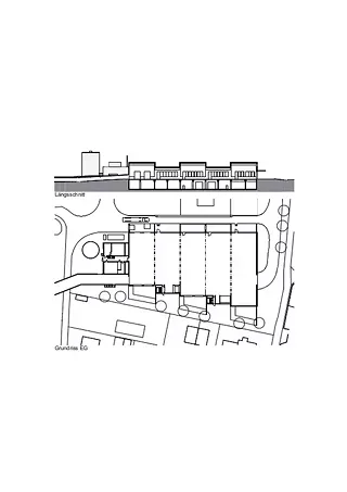 Coupe longitudinale et rez-de-chaussée