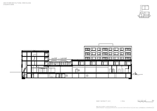 Coupe longitudinale, immeuble d'habitation