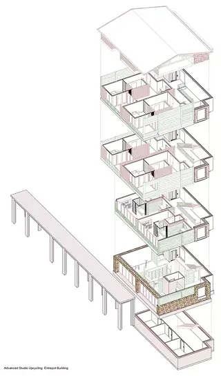 Wintersemester 2023/24 Entwurf Leon Reinprecht Advanced Studio Upcycling, Daniel Stockhammer & Csaba Tarsoly, Liechtenstein School of Architecture