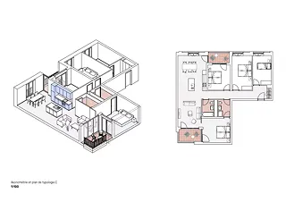 Axonometrie 5-Zimmerwohnung