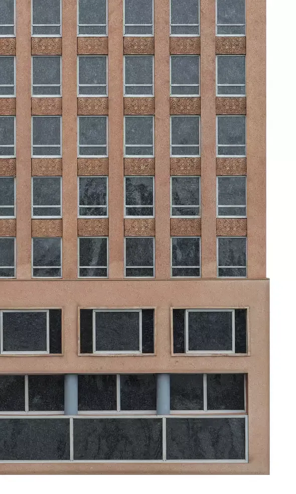 Modellbild: Detailaufnahme Fassade, Sockel