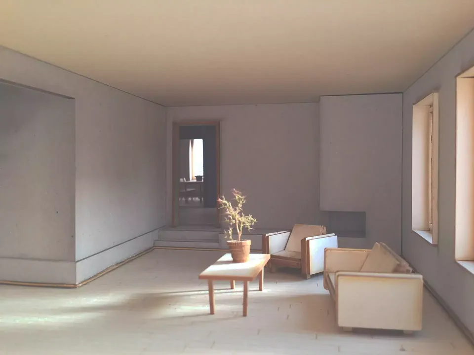 Diagonale Raumbeziehung - Blick vom Wohnzimmer durch das Entrée in die Küche