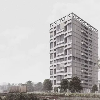 Tour d'habitation entre les voies ferrées