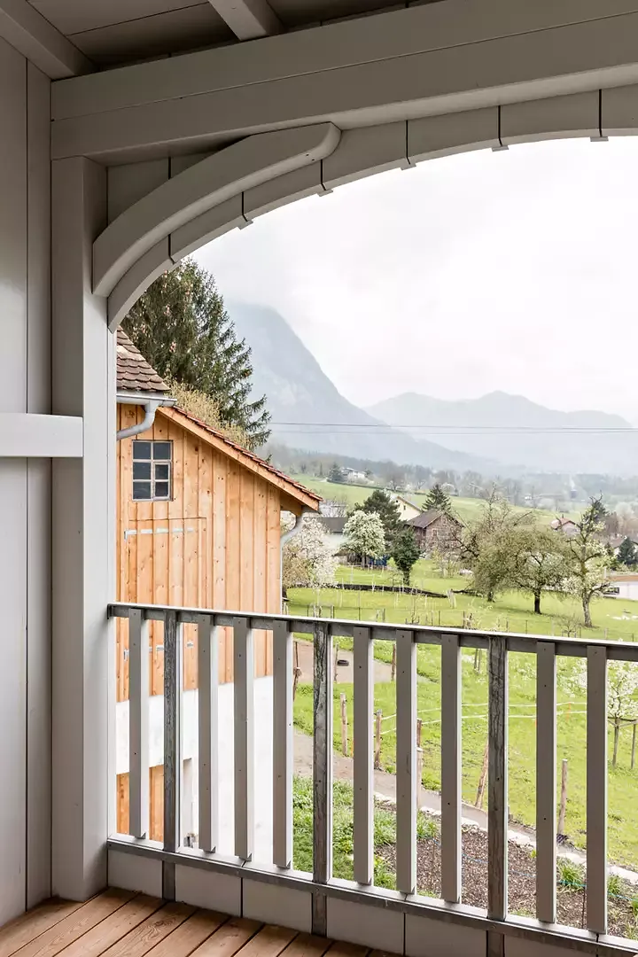 Blick von der Loggia in die Landschaft