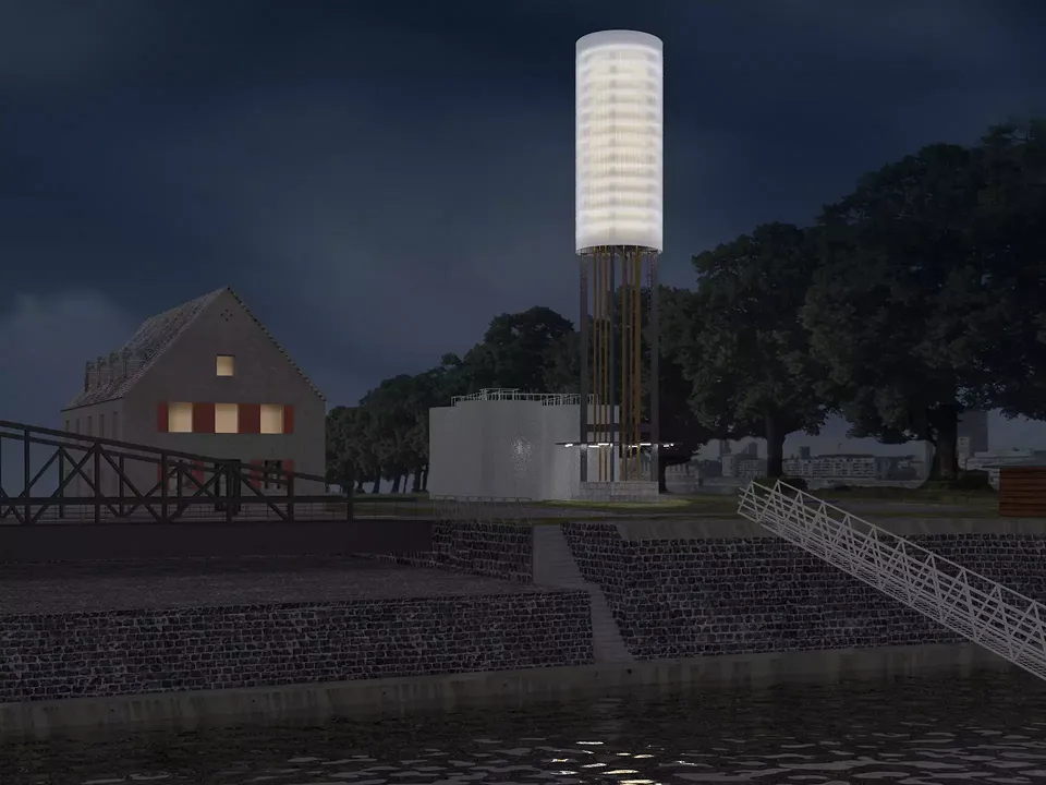 Wasserturm am nacht