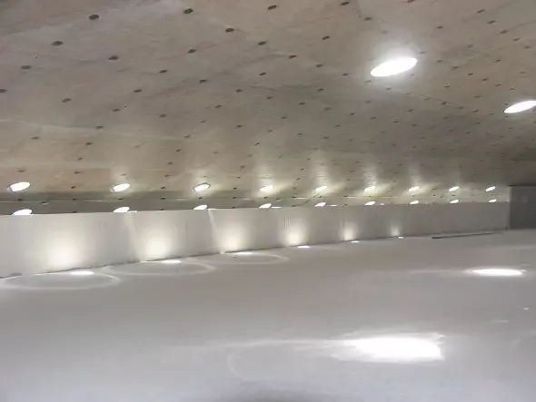 Vista interna guscio in calcestruzzo armato
