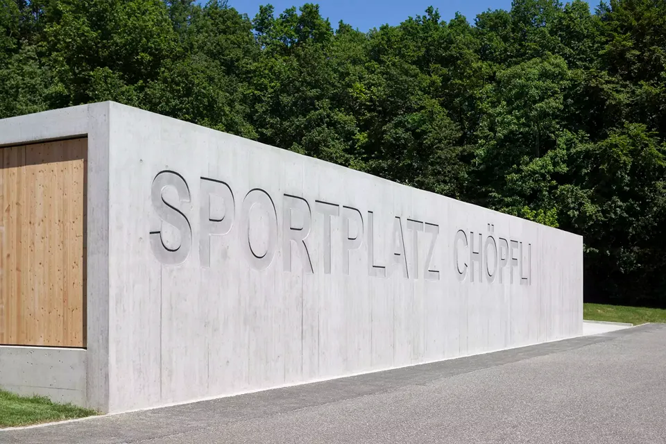 Ansicht Süd mit Betonbeschriftung