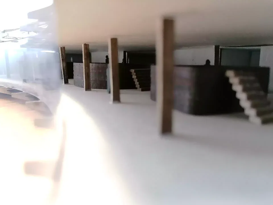 Maquette 1/100, vue intérieure des bains