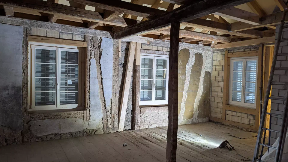 Holzriegel Aussenwand ausgemauert