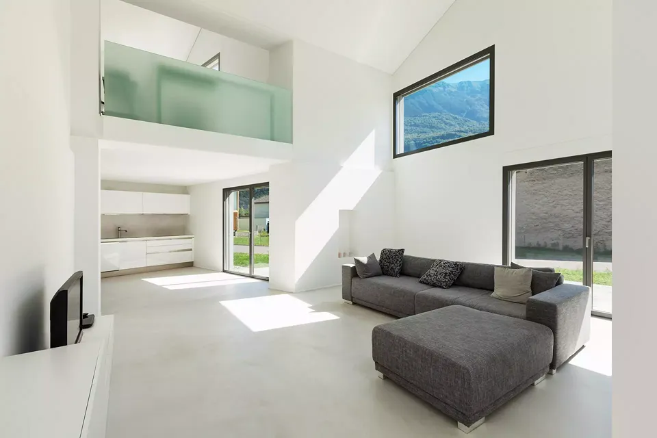 Innenraum Wohnzimmer und Küche